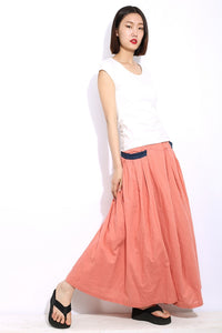 Maxi long linen skirt C337