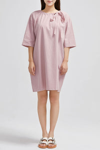Pink Five Sleeve Linen Dress C1633