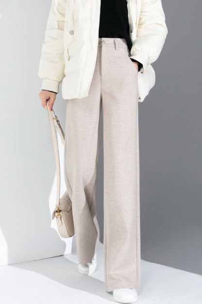 Wide leg winter long wool pants c5074