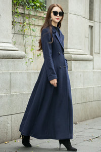 Double breasted long trench wool coat C4499