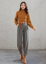 Load image into Gallery viewer, Gray Wool Tapered Pants C4462
