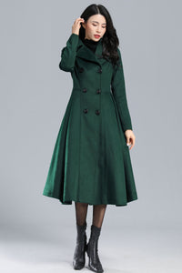 Vintage Inspired Long Princess Coat in Green C2469