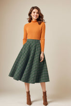 Load image into Gallery viewer, Winter Plaid Midi Wool Skirt C4327
