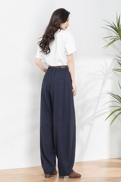 Womens wide leg Linen pants c4769