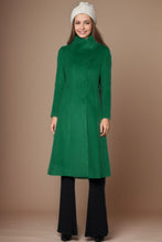 Load image into Gallery viewer, Green winter wool coat women C4144
