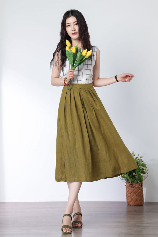 Summer A line skirt midi skirt C3331