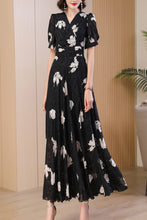 Load image into Gallery viewer, Black printed summer new chiffon dress C4087
