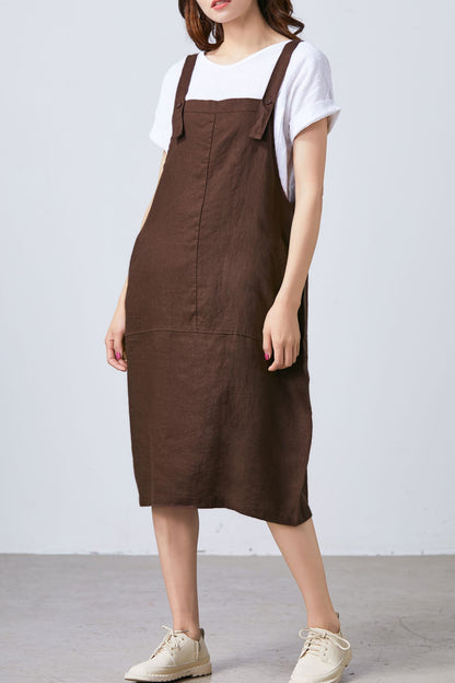 Women Casual Linen Vest Dress Strap Dress  C1700