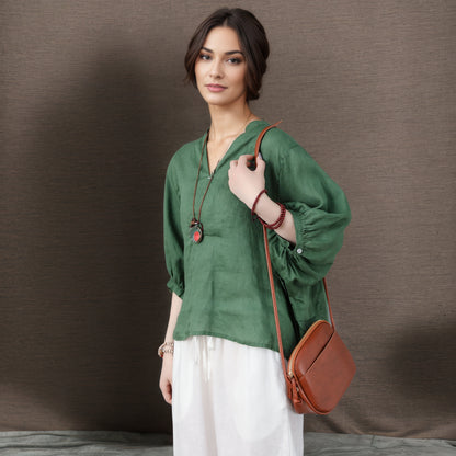 Oversized Linen top with Lantern sleeve C4857