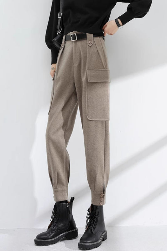 Loose fitting casual wool pants C4653