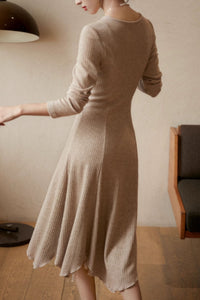 long sleeves prom autumn knit dress C4606