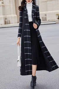 Women's Autumn and winter plaid wool coat C4257