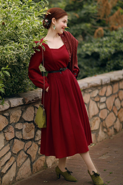 Elegant Red Swing Spring Evening Dress C3221