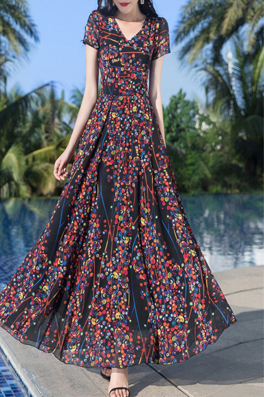 Chiffon flowy long dress C4048