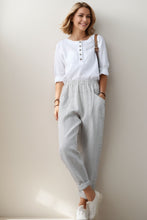 Load image into Gallery viewer, women elastic waist linen pants C4141
