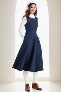 Winter Wool Pinafore Sleeveless Dress C4269