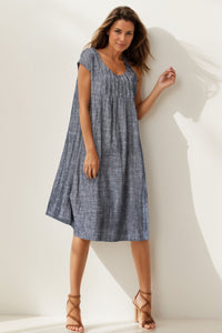 Gray Tunic Linen dress C4007