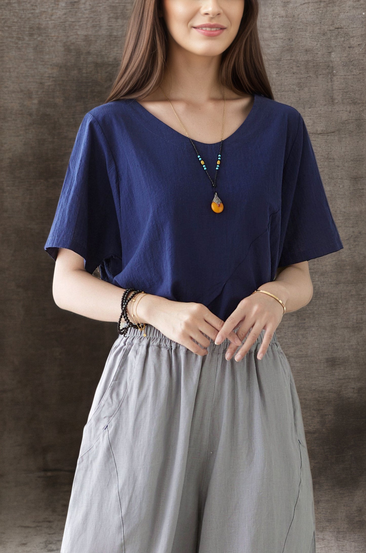 Navy blue Summer blouse C4859