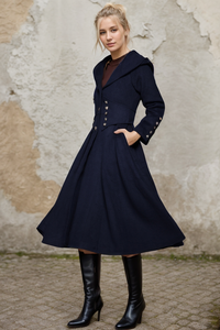 Hooded Wool Long Coat C739