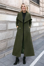 Load image into Gallery viewer, Military green a line wool coat C4504
