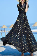 Load image into Gallery viewer, Black chiffon summer dress C4096
