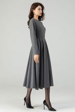 Load image into Gallery viewer, Grey Fit and Flare Wool Dress C4318
