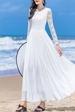 Load image into Gallery viewer, White chiffon long-sleeved dress C4039
