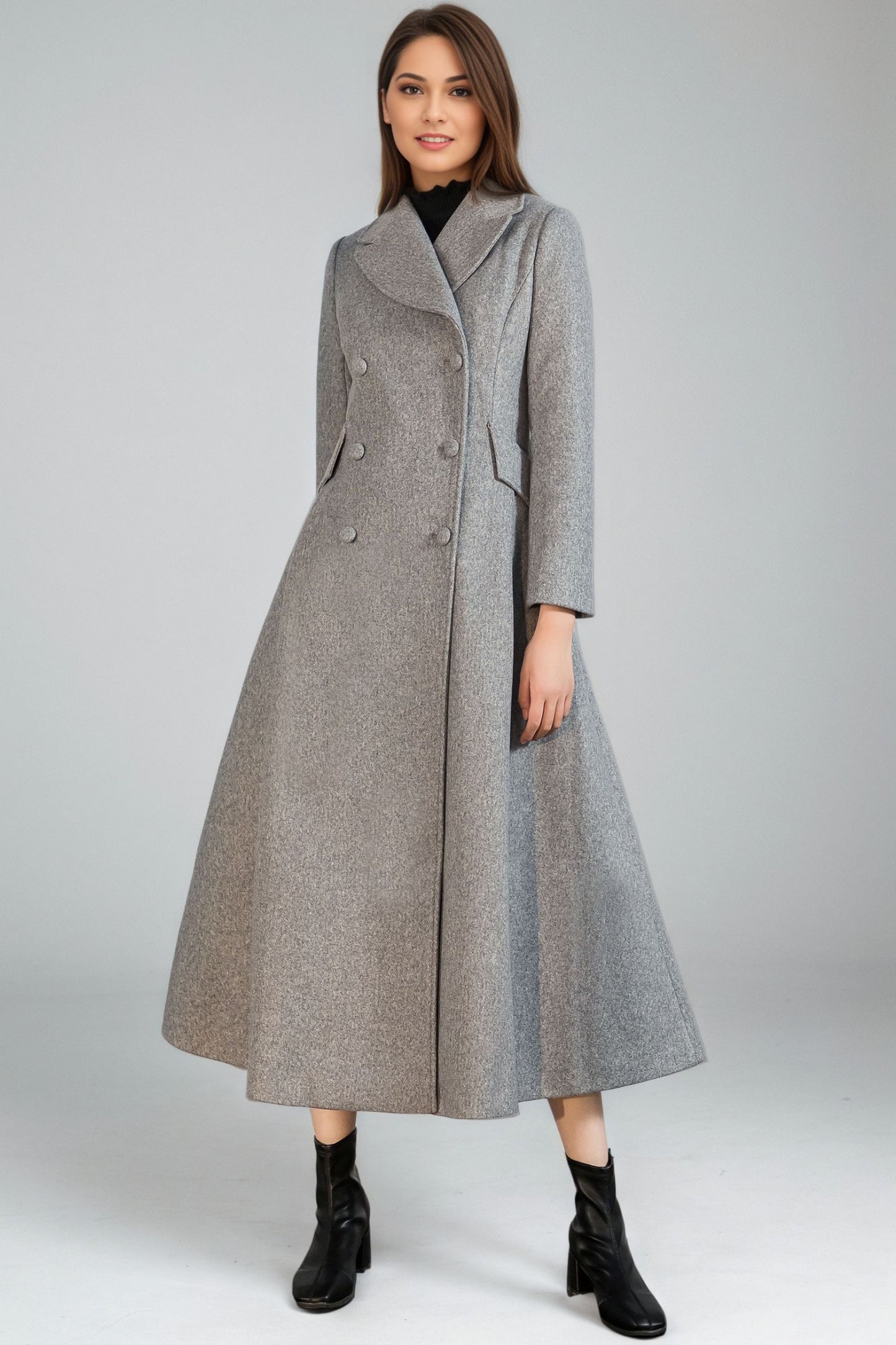 Women Vintage Inspired Long Wool Princess Coat C5132