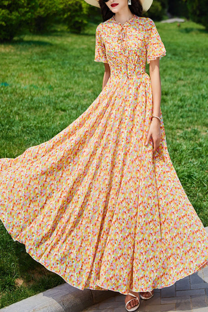 Summer chiffon floral dress women C4113