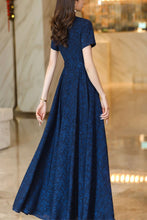 Load image into Gallery viewer, Navy blue summer new chiffon big swing long dress C4120

