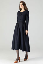 Load image into Gallery viewer, Navy Blue Midi Wool Dress C3616
