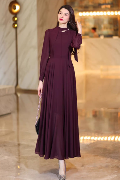 Long sleeves prom chiffon dress C4918