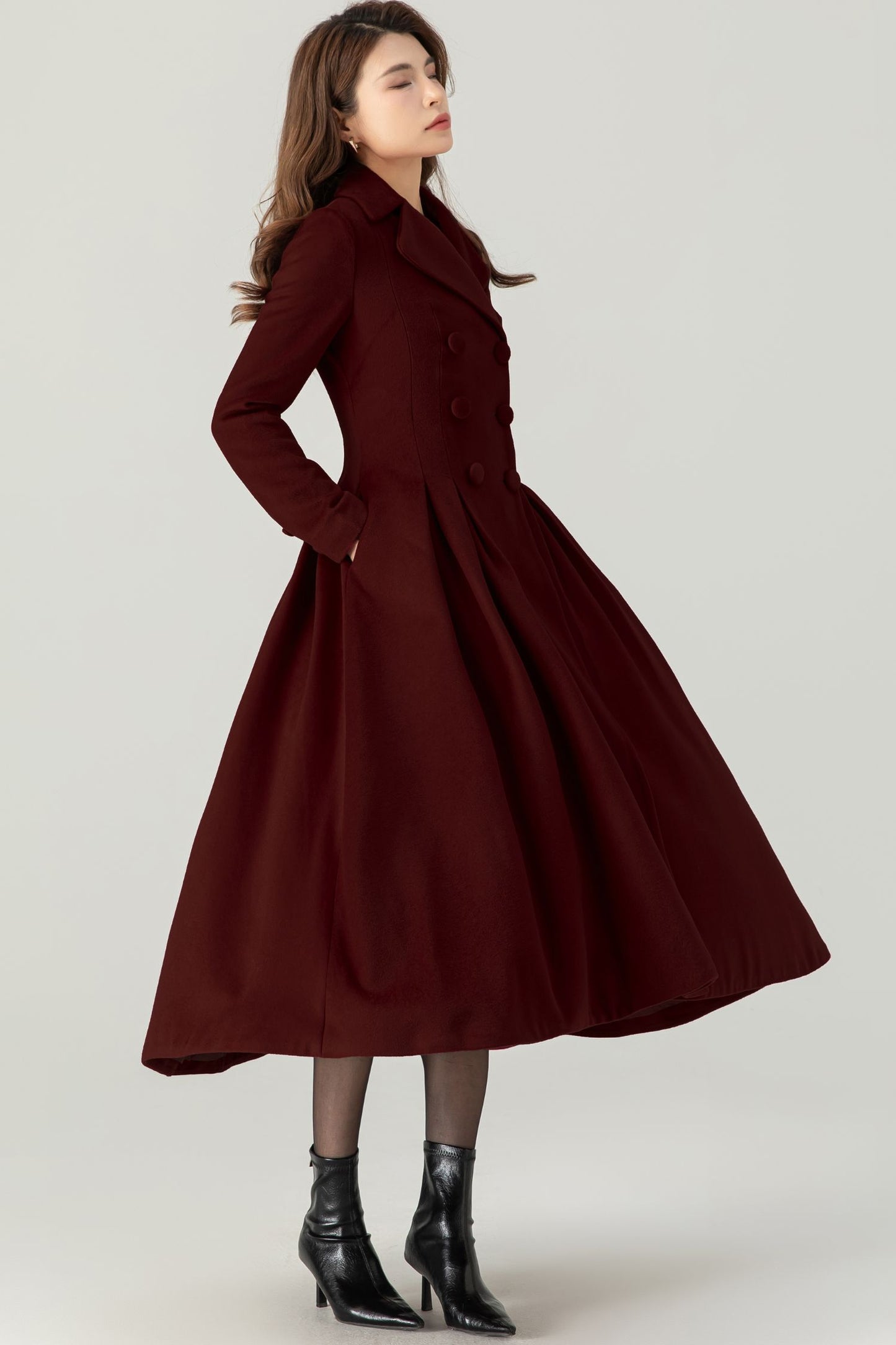 Womens Princess Burgundy Wool Coat C4521