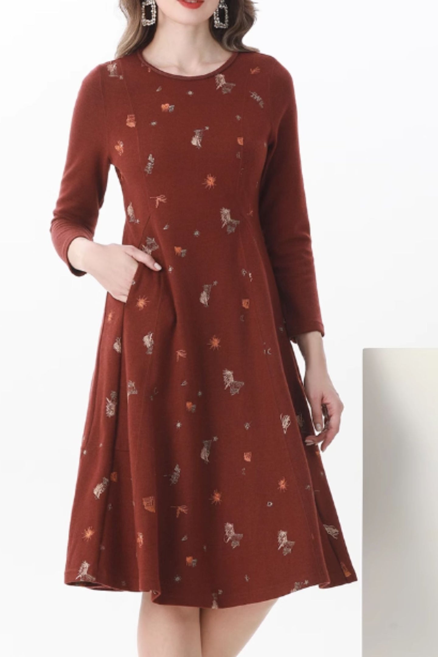 Elegant prom midi winter wool dress C4610