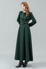 Load image into Gallery viewer, Green maxi winter wool dress women C4443
