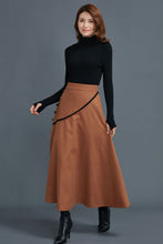 Load image into Gallery viewer, A line midi winter wool skirt women C1663
