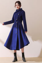 Load image into Gallery viewer, Asymmetric Hooded wool jacket coat In Blue C1780
