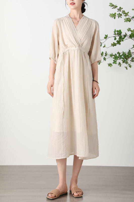 Summer Beige Long Dress C3253