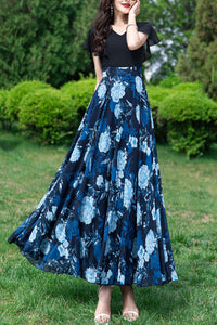 Long women summer chiffon printing dress C3986