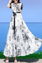 Load image into Gallery viewer, White women chiffon printing  dress C3979
