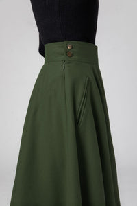 Midi swing winter wool skirt women C4332