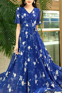 New summer blue chiffon dress C3974