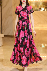 Summer chiffon floral dress women C4108