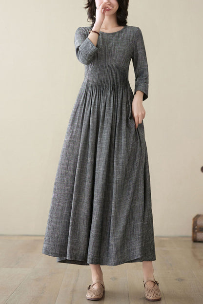Women's Casual Grey Linen dress C3948