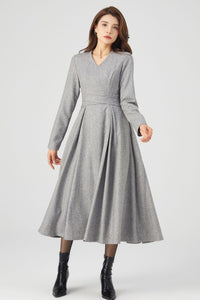 Winter Grey Wool Dress C3679