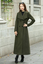 Load image into Gallery viewer, Military green a line wool coat C4504
