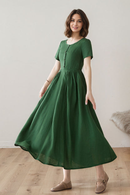 Women's Summer Swing Linen Dress C5413