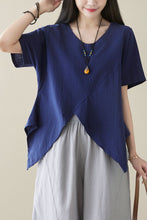 Load image into Gallery viewer, Navy blue Summer blouse C3964
