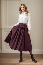 Load image into Gallery viewer, Womens burgundy winter wool skirt C4448
