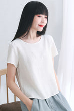 Load image into Gallery viewer, Women Short Sleeve Summer Linen Tops C2661
